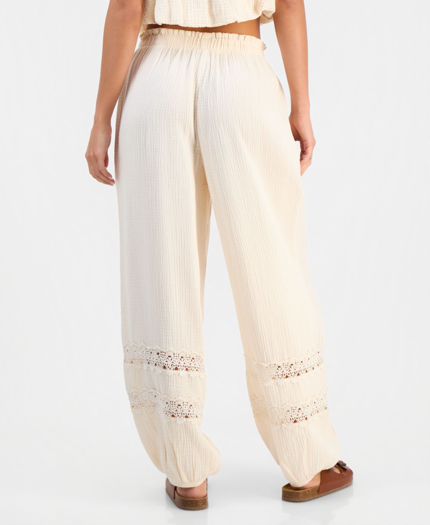 Женские брюки And Now This Cotton Crochet-Trim Jogger, цвет: Palomino — фото 4