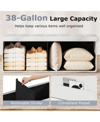 43-Inch Folding Storage Ottoman Bench with Foot Rest