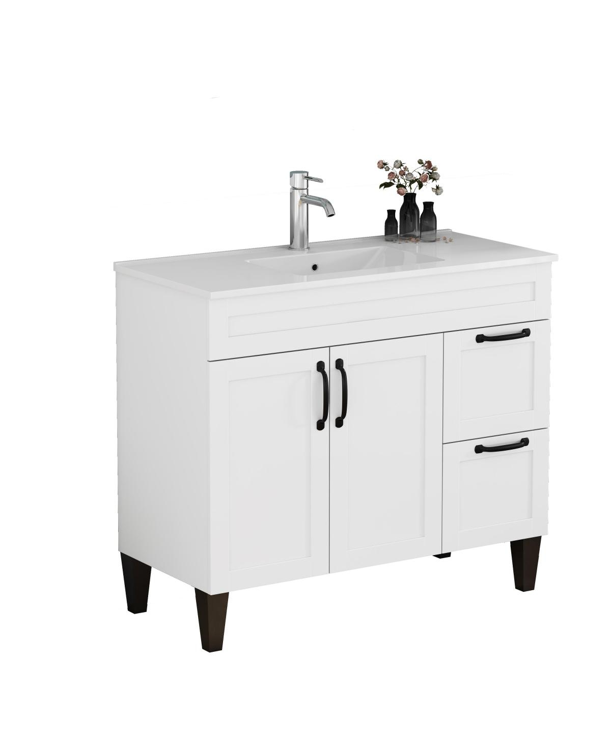 Sillysis Inch Bathroom Vanity with Ceramic Sink, Soft Close Drawers,Handles and Feet