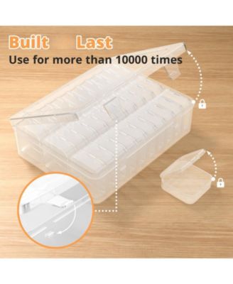 31pcs Bead Organizer Box Plastic Storage Cases Mini Clear Containers Hinged Lid Rectangle DIY Craft