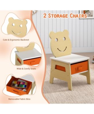 5-in-1 Toddler Table and 2 Chairs Cute Art Desk Set with Reversible Chalkboard
