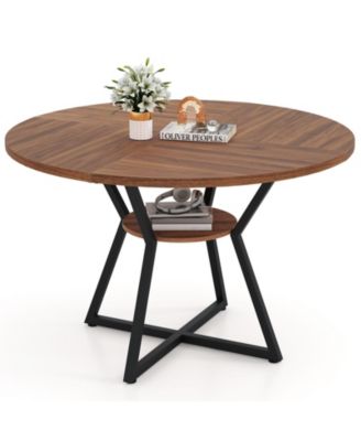 47" Round Dining Table for 4 with Storage Shelf