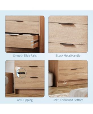 Bedroom Wide 6 Drawer Dresser, Wood Storage Cabinet and TV Stand.