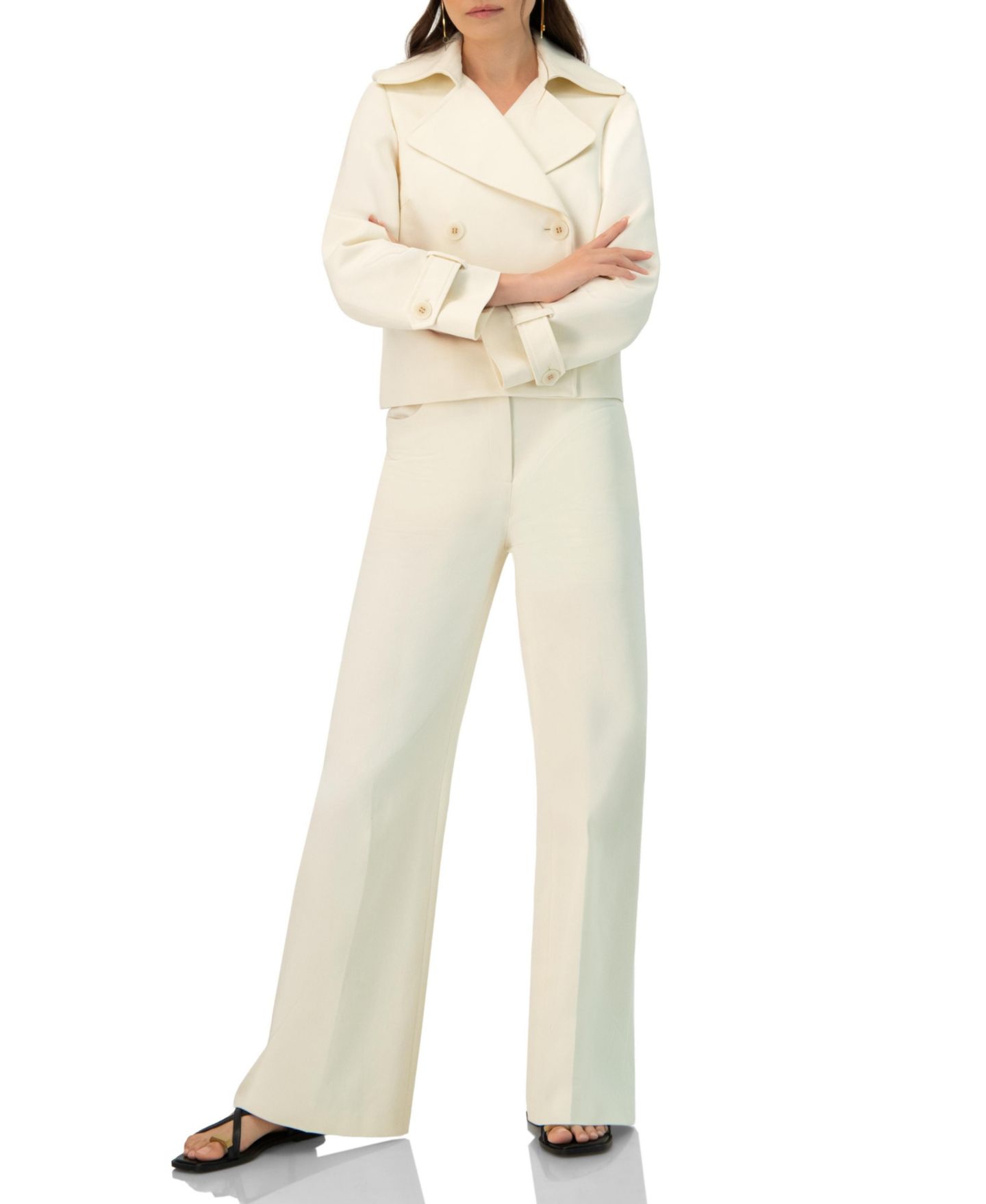 Женское пальто Ivonne Short Cotton Trench, цвет: Слоновая кость — фото 4
