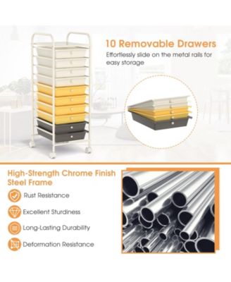 10 Drawer Rolling Storage Cart Organizer with 4 Universal Casters