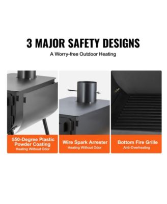 118 Inch Camping Tent Wood Stove with Chimney Pipes, Portable Alloy Steel Hot Tent Stove