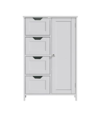 Bathroom Storage Cabinet 4 Drawers 1 Door Freestanding Wooden Floor Organizer Narrow for Small Spaces Entryway Living Room Hallway