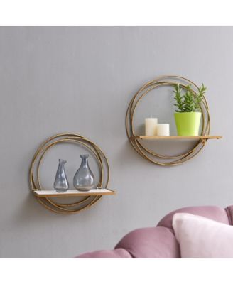 Golden Rings Floating Wall Shelves Set of 2