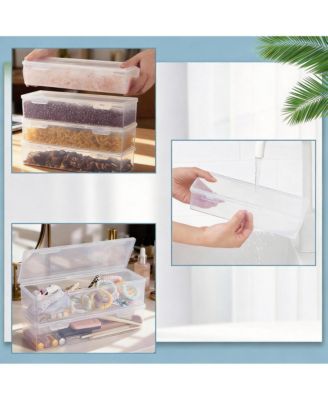 Clear Stackable Organizer Box with Lid for Crafts Tools Makeup 1.3 qt