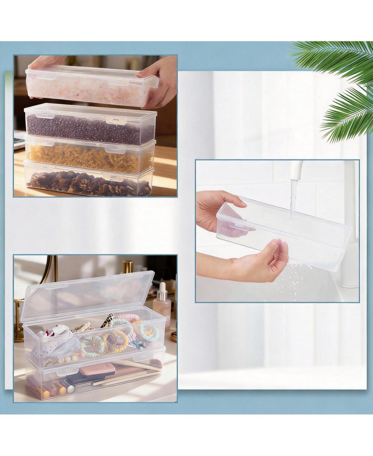 Gnuadz Clear Stackable Organizer Box with Lid for Crafts Tools Makeup 1.3 qt