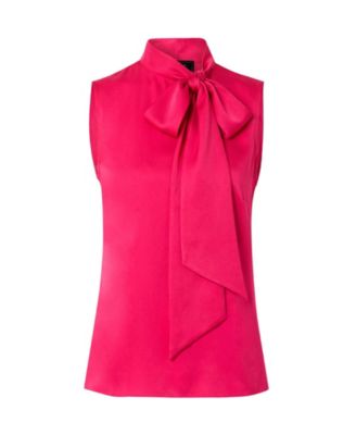 Women's Sleeveless Satin Blouse with Neck Tie