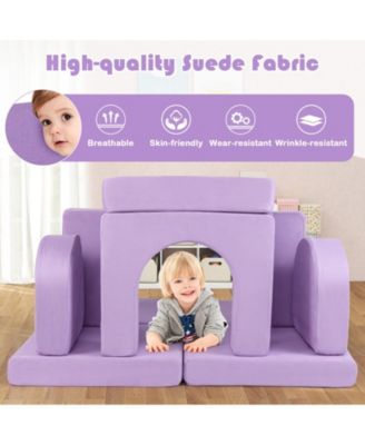 8-Piece Modular Kids Play Couch with Comfy Suede Fabric