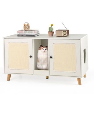 Cat Litter Box Enclosure 43 in Sisal Mats Rubber Legs