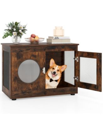 Dog Crate Furniture Style with Window and Lockable Door