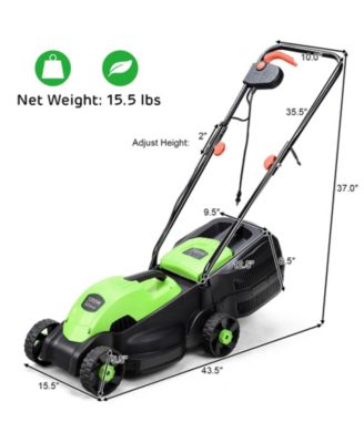 13 Inch Electric Push Lawn Corded Mower with Grass Bag