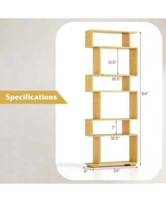 6-Tier Geometric Bookshelf with 2 Anti-Tipping Kits for Home Office