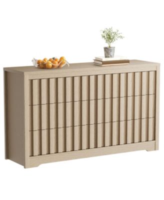 Bedroom Fluted Dresser, Wooden Chest of Drawers with Deep Storage, Handleless Modern Organizer.
