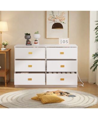 Baby 6-Drawer Nursery Dresser and Changing Table, Removable Top, Changing Pad Included.