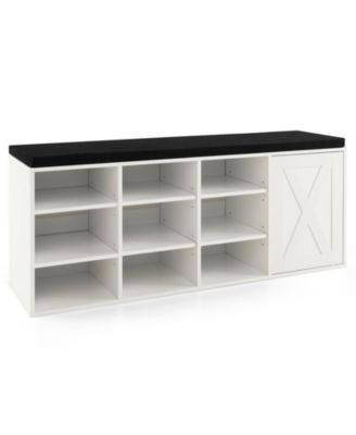 9-Cube Shoe Bench with Adjustable Shelves and Removable Cushion