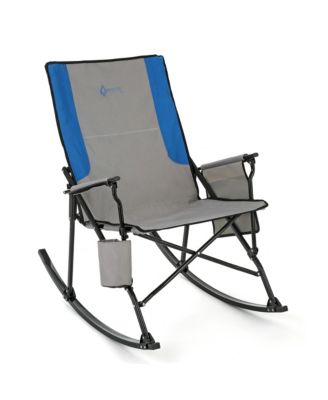  Foldable Rocking Camp Chair, XL Cup Holder, Side Pocket, Space-Saving Folding