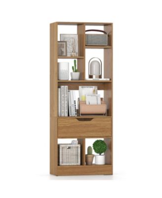 51inch Tall Freestanding Bookcase with Drawer 7-Cube Storage Organizer