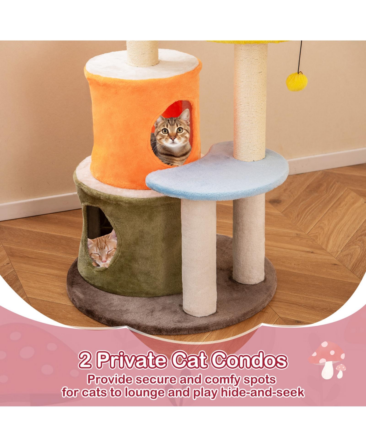 Cozito Cat Tree 43 inch with Two Condos and Padded Platforms