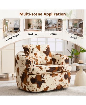 360degree(s) Swivel Barrel Accent Chair, 36.6" Soft Chenille Fabric Sofa Chair with Dual-Layer Cushion Design for Living Room