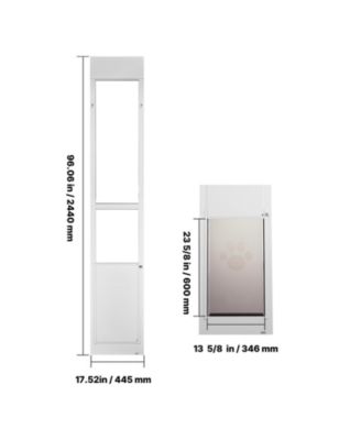 Dog Door for Sliding Glass 91-96 inches XL Flap Aluminum
