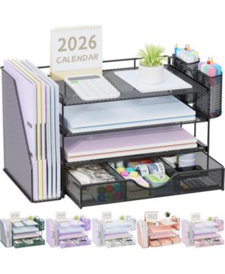 Desk Organizer File Holder 4-Tier Drawer Pen Paper Storage