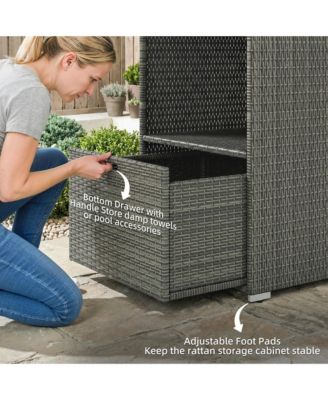 PE Rat Pool Towel Rack with 2 Storage Shelves Basket Mixed