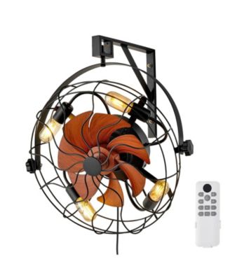 21 Inch Wall Mount Fan with Light and Remote 6-Speed Adjustable