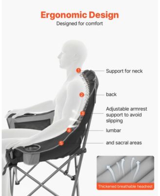 Oversized Padded Camping Chair 450 lbs with Dual Cup Holders