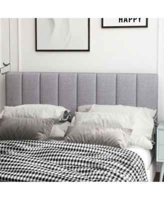 Linen Upholstered Headboard with Adjustable Width and Solid Wood Legs