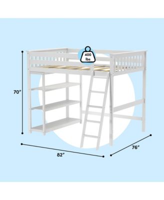 Max and Lily Solid Wood Full Size High Loft Bed with Bookcase for Kids