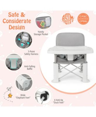 Portable Baby Booster Seat with Straps and Double Tray