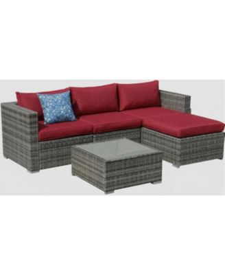 Adult 5 Piece Patio Furniture Set- PE Rattan Sectional Sofa- Outdoor Conversation Seating
