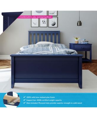 Twin Bed Frame with Headboard, Solid Wood Platform Bed for Kids