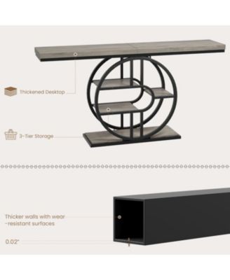55" Entryway Table, 5-Tier Console Tables for Entryway, Industrial Narrow Sofa Tables with Storage for Living Room, Long Entry Hallway Table
