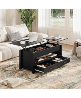 47.2" Coffee Table with Storage, Multi-Function Lift Top Coffee Table with Wooden Lift Tabletop, 2 Drawers and Hidden Compartment