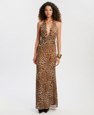 Women's Halter Neckline Printed Maxi Dress