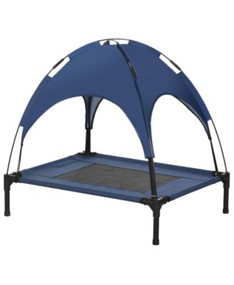30" Elevated Dog Cot, UV protection canopy, breathable cooling, portable foldable, sturdy raised design