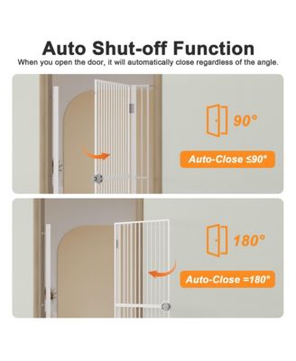 61" Extra Tall Pet Gate, adjustable built-in cat door, pressure mount no drilling, ideal for doorways and kitchen