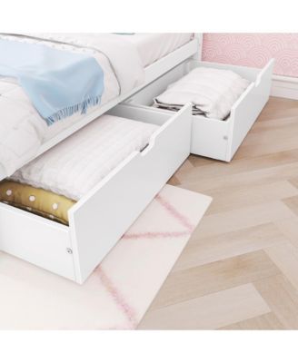 Full Size Bed Frame with Storage Drawers, Solid Wood Platform Bed for Kids