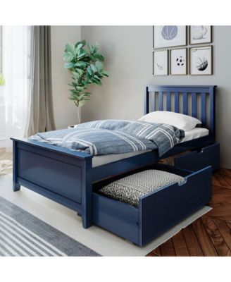 Twin Bed Frame with Storage Drawer, Solid Wood Platform Bed for Kids