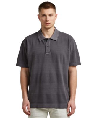 Men's Washed Jacquard Relaxed-Fit Polo Shirt