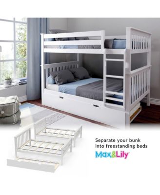 Max and Lily Full over Full Bunk Bed with Trundle Bed