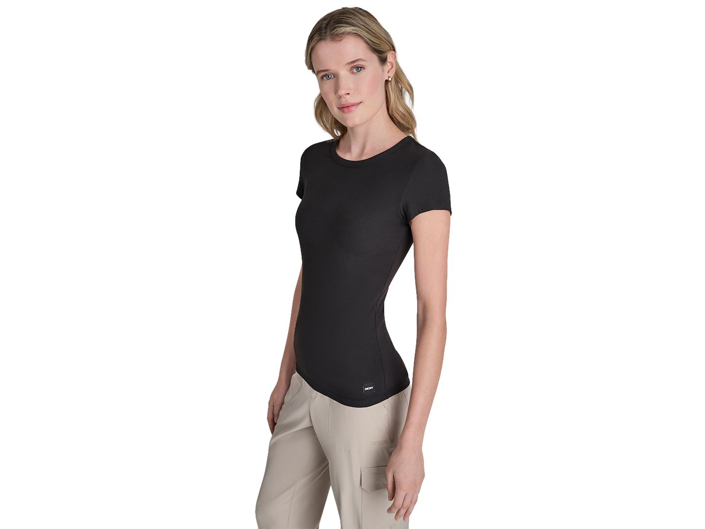 Женская футболка DKNY Sport Hudson Rib Crewneck, цвет: Чёрный — фото 3