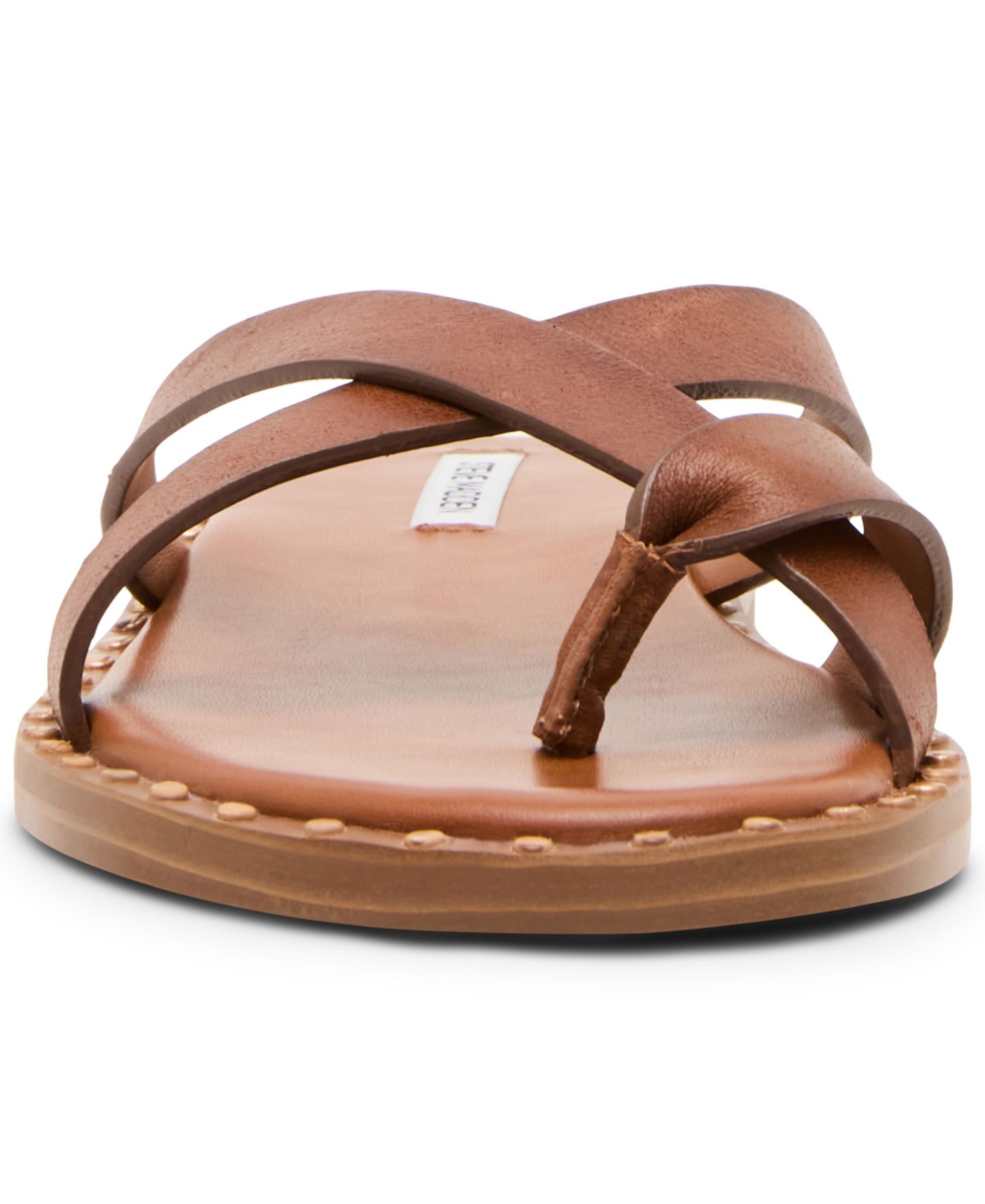 Женские сандалии Steve Madden Brutus Studded Slip-On Slide, цвет: Коньячный кожаный — фото 6