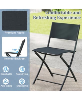 3 Piece Folding Patio Bistro Set with Glass Table and Chairs