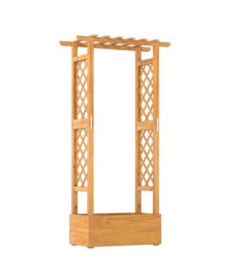 Wooden Raised Garden Bed with Lattice Trellis and Roof